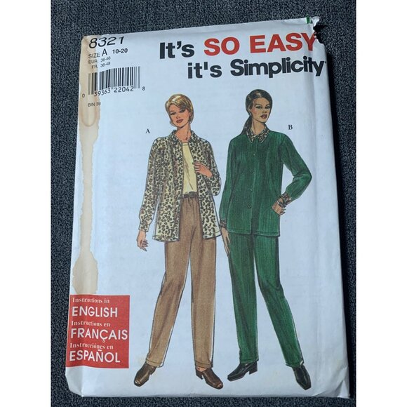 Simplicity Misses Shirt Pants Sewing Pattern sz 10-20 8321 - uncut - Picture 4 of 4